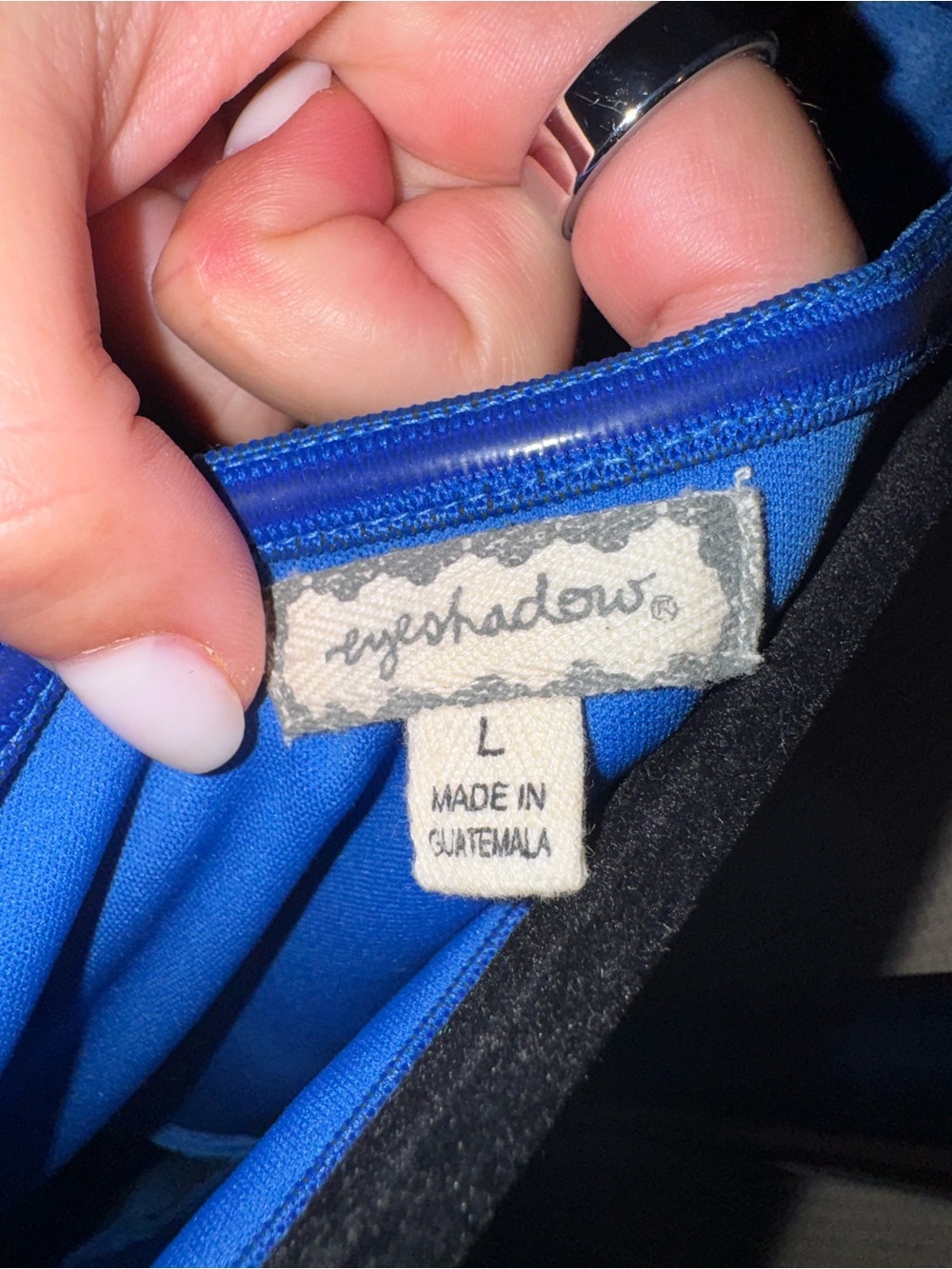 Eyeshadow Royal Blue and Black Swim Top - Picture 2 of 4